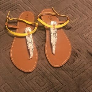 Loft Brand Sandals w/ Yellow & Snake Print Details